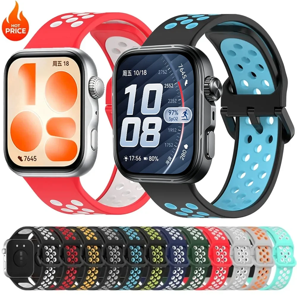 Two-color Sport Silicone Strap for Huawei Watch Fit 5 Pro 4 Pro Breathable Bracelet Band Huawei Watch Fit 5 4 3 Belt Accessories