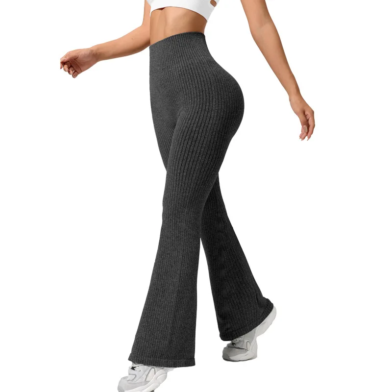 High-waisted tapered flared yoga pants, high-waisted butt-lifting fitness leggings, peach-shaped butt sports long pants, wide-le