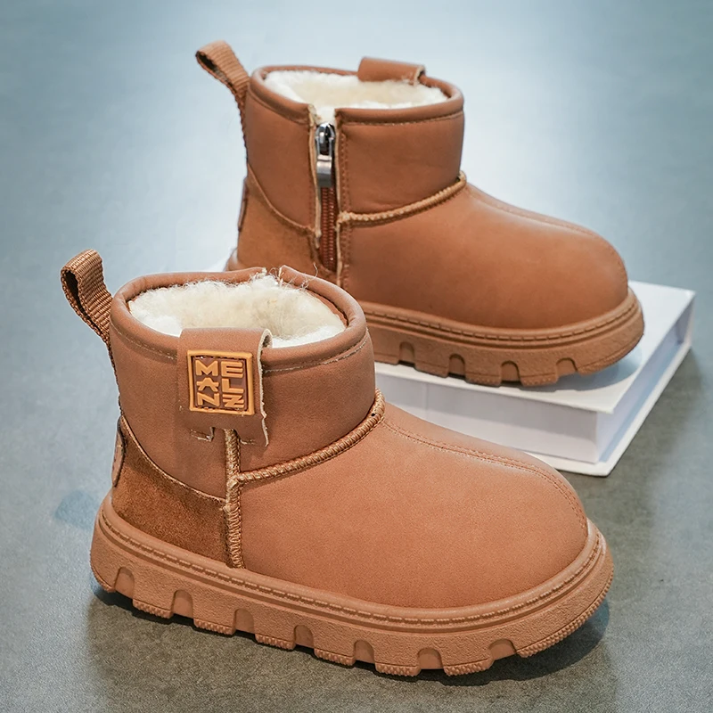 

Зимняя милая теплая модная и противоскользящая детская обувь, плюшевая хлопковая обувь, кроссовки для бега для мальчиков и девочек, водонепроницаемые зимние ботинки