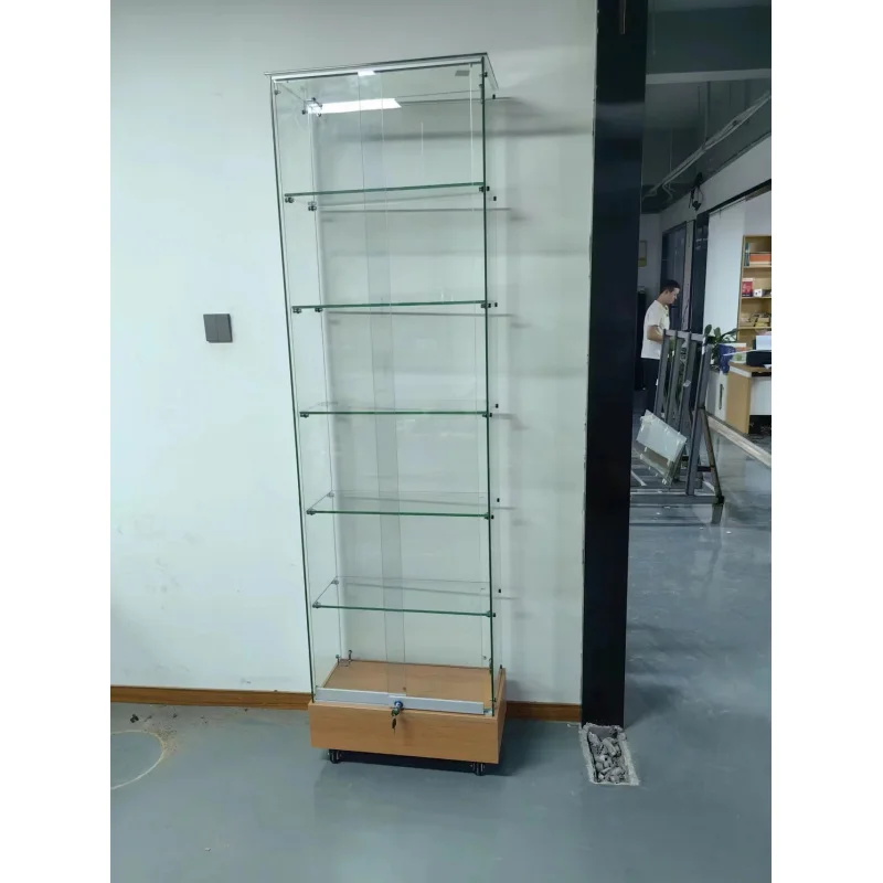 custom.Factory Custom Tower Glass Showcase Shopping Display Glass Cabinet