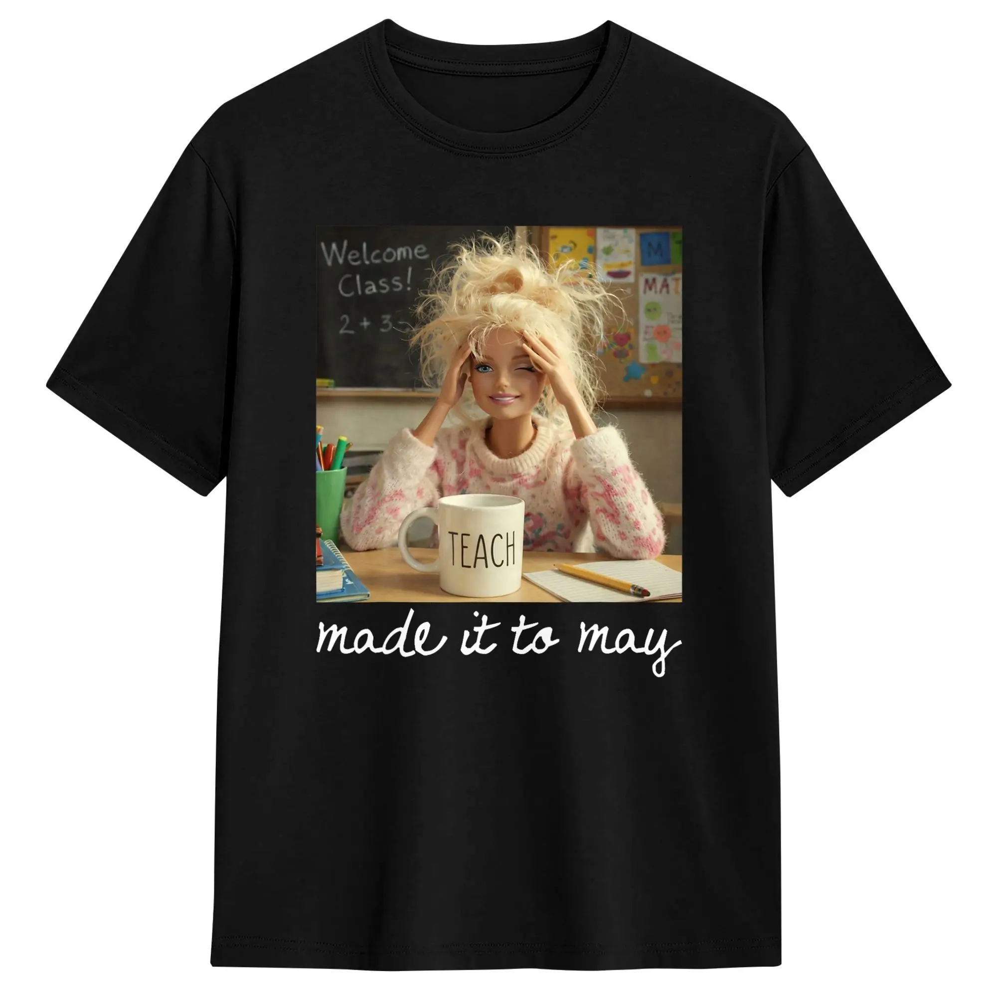 Made It to May Teacher Girls Meme Last Day of School T-Shirt Summer  Fashion T-Shirts Couple Cotton O Neck Plus Size Clothes