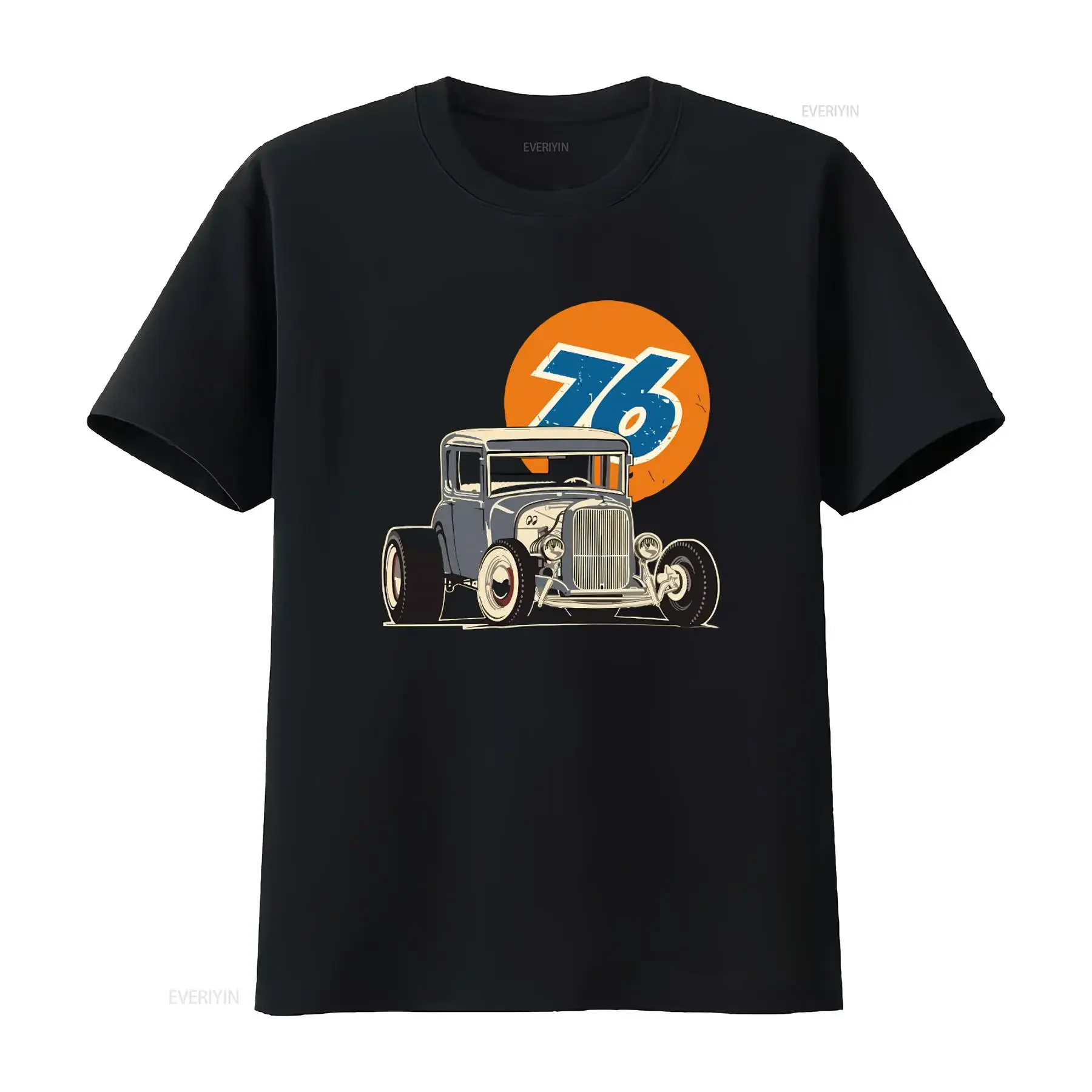 Motor Oil 76 Classic Hot Rod Vintage Car Retro T-Shirt Top S 4XL Vintage Washed Stylish Soft Leicht modisch Bequem