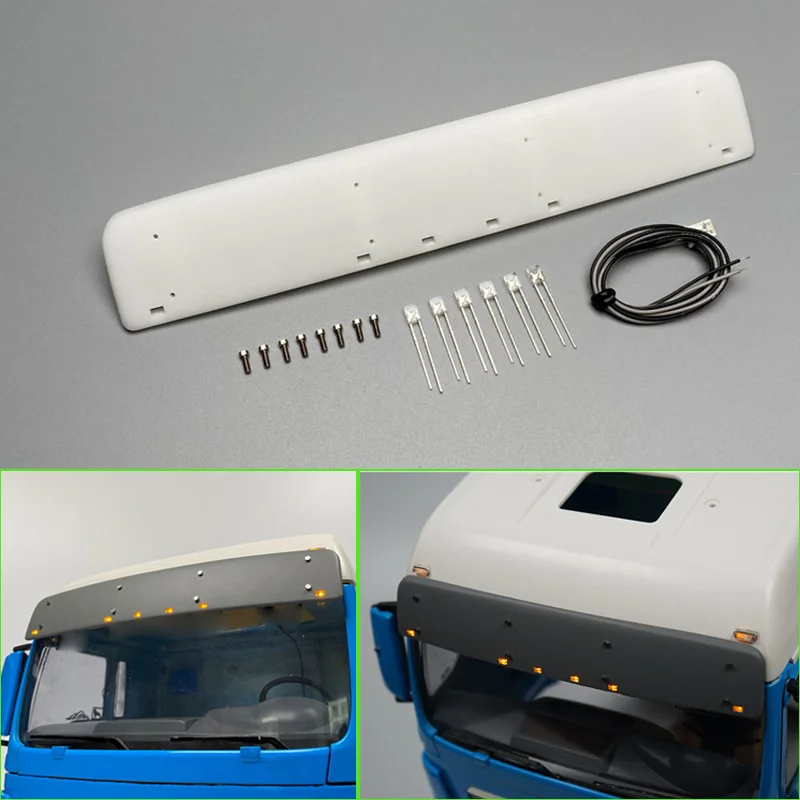 1pcs Plastic Sun Visor with LED Lights for 1/14 Tamiya RC Truck MAN TGS