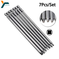 7Pcs Square Screwdriver Bit 1/4'' Hex Shank 150mm Wrench Magnetic Tip Socket Hand Electric Screwdriver Wind Drill Head SQ1-5