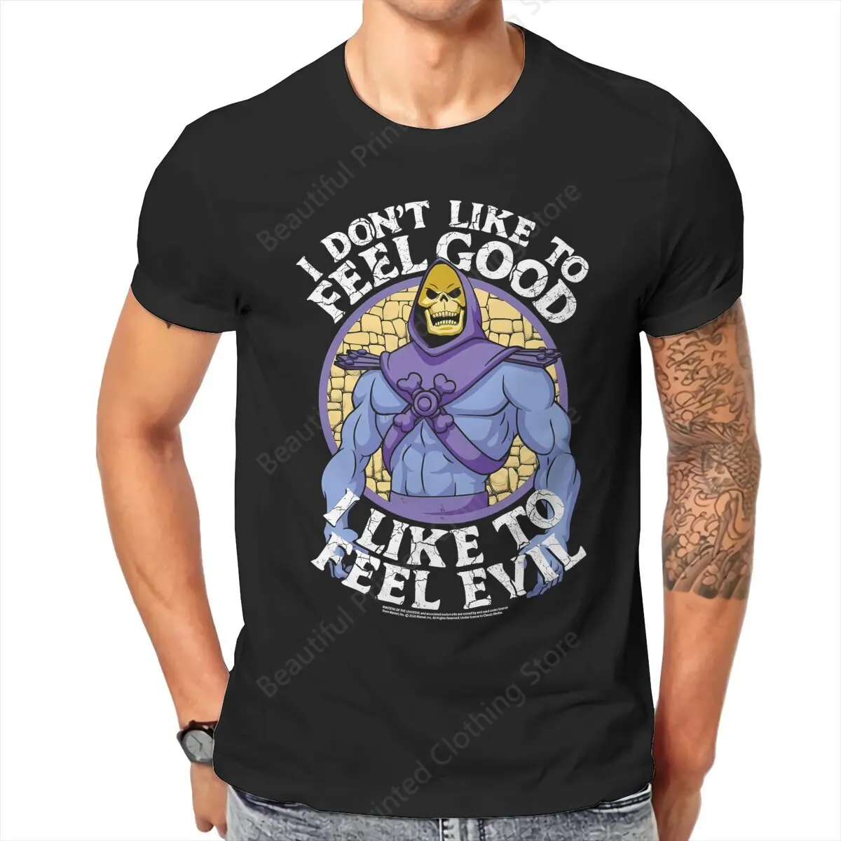 

Masters Of The Universe Men Women Trend Fun T-shirt I Like to feel Evil Funny Printing T-shirts Loose Tops Street Short Sleeve