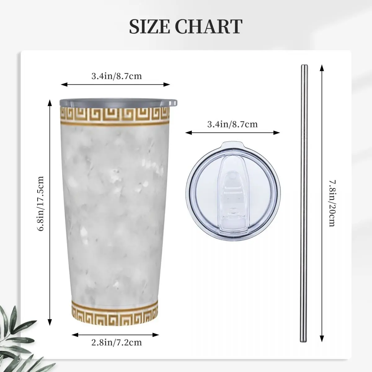 Ancient Greece Stainless Steel Tumbler Vacuum Insulated Mugs Thermal Cold Bottle Straw With Lid 20oz