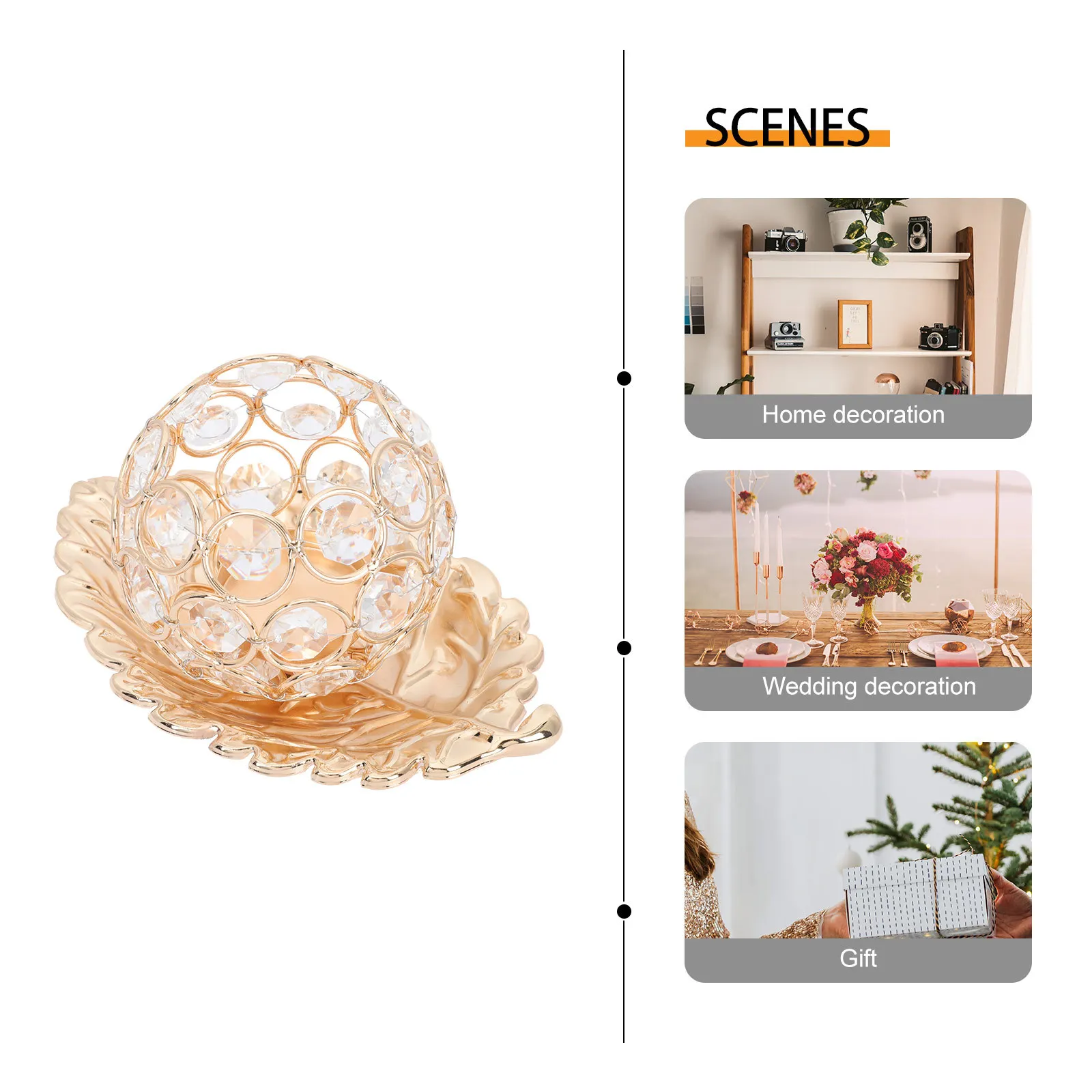 

Candleholder Vintage Crystal Tabletop Decoration Romantic Wedding Party Artistic Retro Stand Decorative Metal Shelf Home