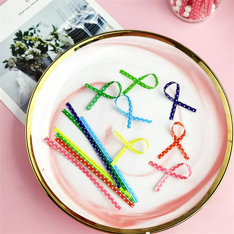 100Pcs 9cm Wire Metallic Twist Ties For Cello Candy Bag Steel Baking Packaging Ligation Lollipop Dessert Sealing  Tie