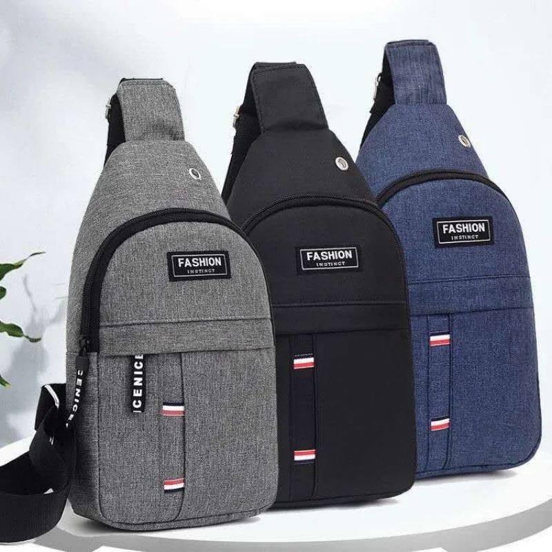 Sling Bag Chest Bag Men New Casual Korean Version Oxford Cloth Fashion Sports Bag Single Shoulder Messenger Bag Canvas Backpack