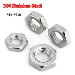M2 M2.5 M3 M4 M5 M6 M8 M10 M12 M14 M16 M18 M20 M22 M24 304 A2-70 Stainless Steel Flat Hex Hexagon Thin Nut Jam Nut DIN439 GB6172
