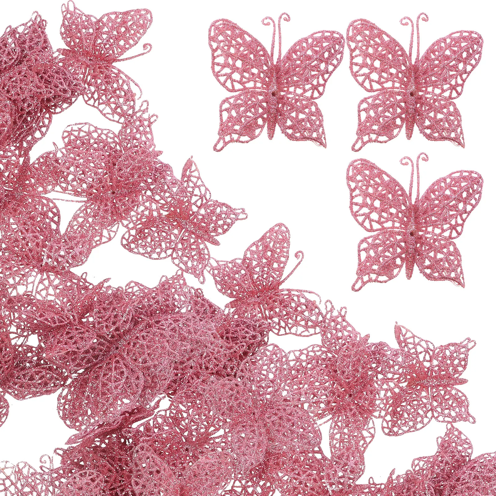 

36pcs Pink Butterflies for Christmas Tree naments Wedding Scene Xmas Supplies Christmas Tree Butterfly Holiday Decor