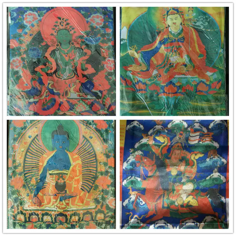 Banderas de oración tibetanas 95*70cm seda colorida ocho pulmón auspicioso Ta bandera de caballo de viento Gesser Buda Tara TBC907