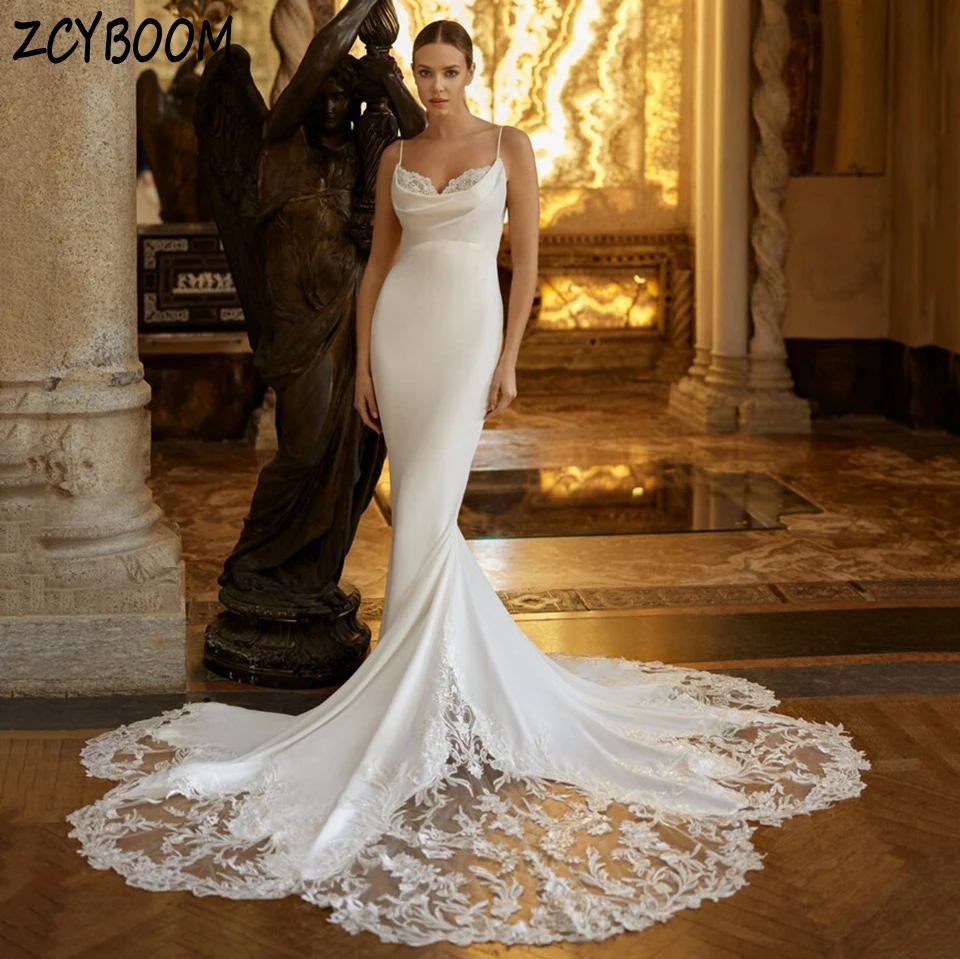 

Customized Luxury Strap Sweetheart Appliques Sleeveless Wedding Dress 2025 Mermaid Floor Length Sweep Train Zipper Bridal Gown