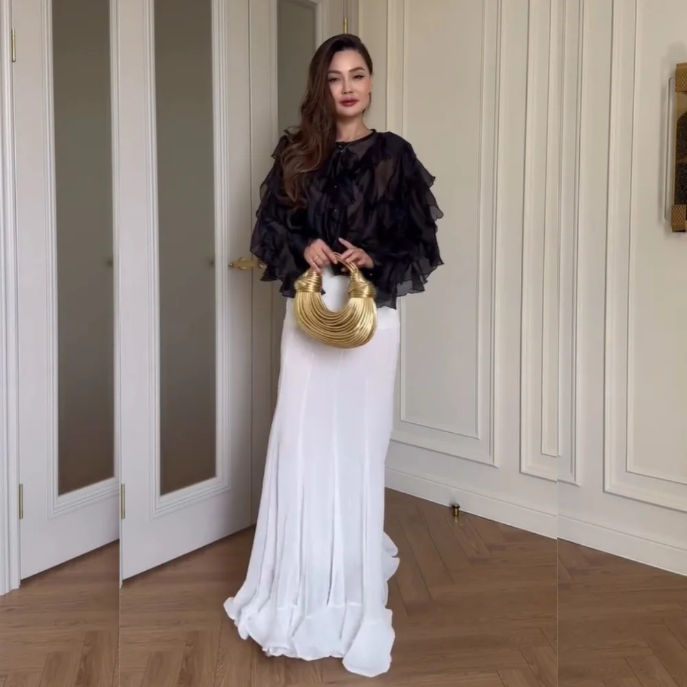 

Customized Elegant Chiffon Pleat Ruched Trumpet O-Neck Long Dresses Bespoke Occasion Exquisite Matching