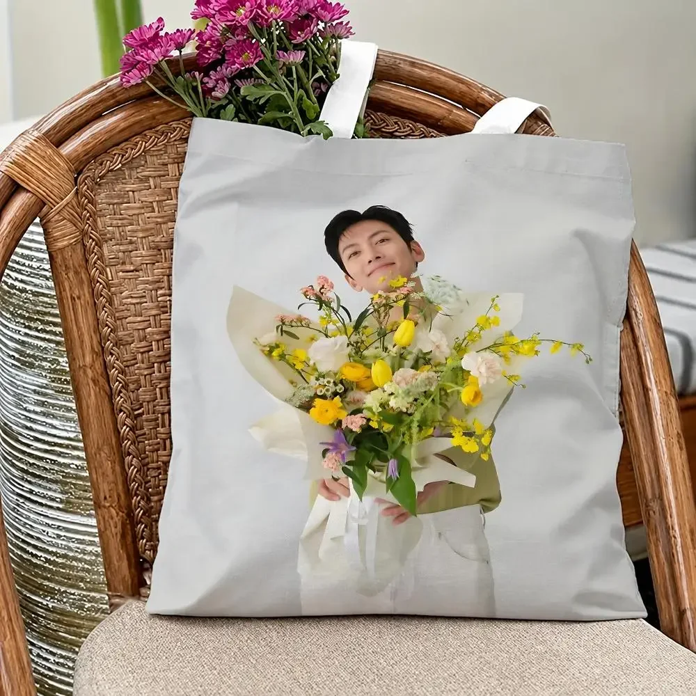 Trending Celebrity J-Ji Chang-wookS Storage Bags Eco Canvas Tote Odorless Reusable Double Print Shopping Bag