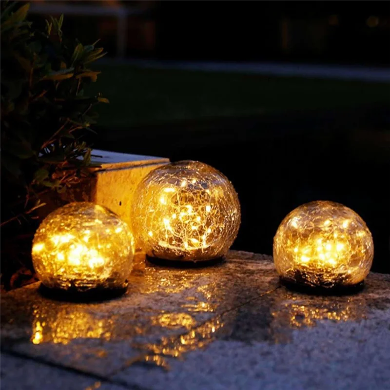 

2Pcs Outdoor Solar Waterproof Lamp Crack Ball Lamp, Ground Landscape Decoration LED Light Decoration(Warm White) Durable