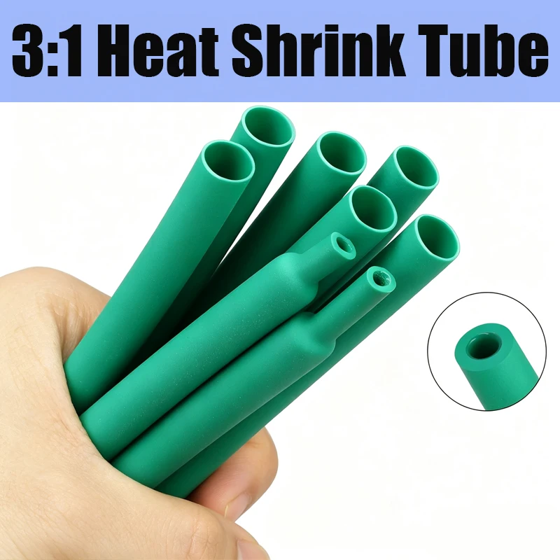 Green 3M 3:1 Heat Shrink Tube With Glue Diameter 1.6 ~ 19.1mm Dual Wall Polyolefin Insulated Adhesive Lined Shrink Wrap Sleeve