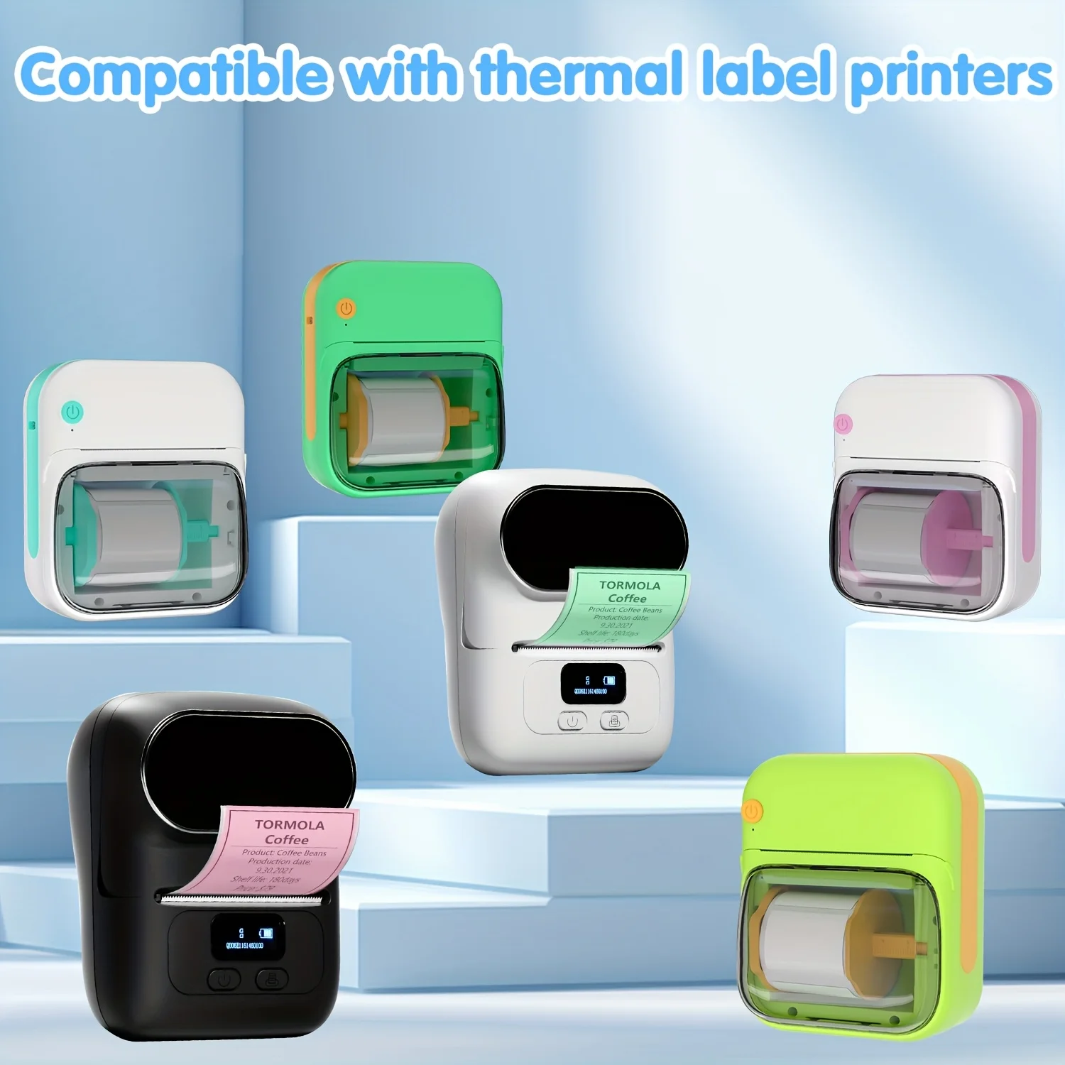 Colorful Paper Label Rolls and White Paper Rolls (50*15mm and 50*30mm) - Continuous Printing Paper for Printable Wrapping