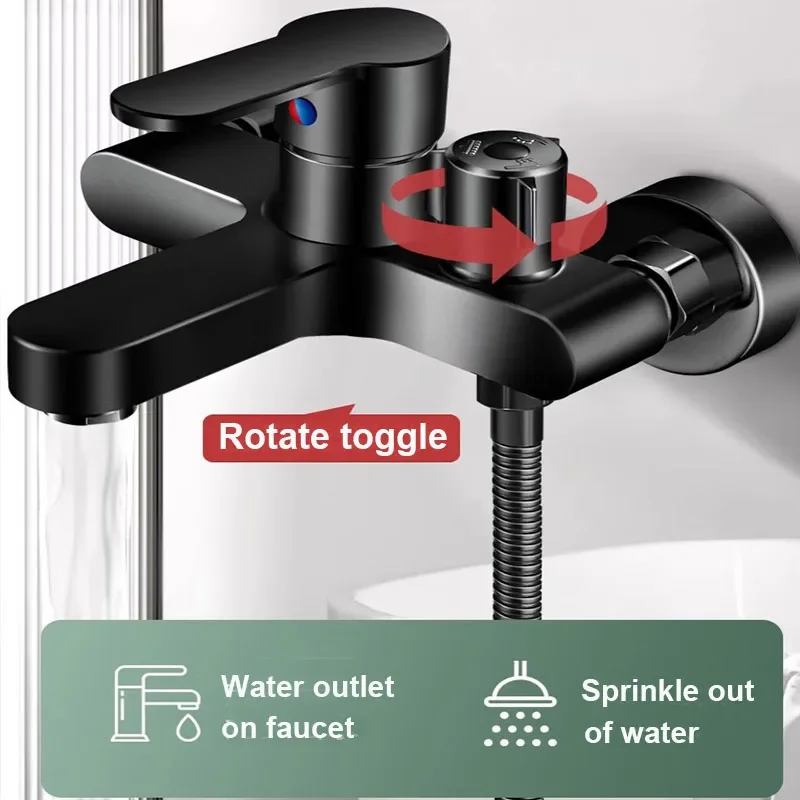 

Black Bathroom Shower Faucet Brass Mixer Tap Hot Cold Bathroom Accessories Mixer Mixing Valve Bathtub Shower Faucets Set