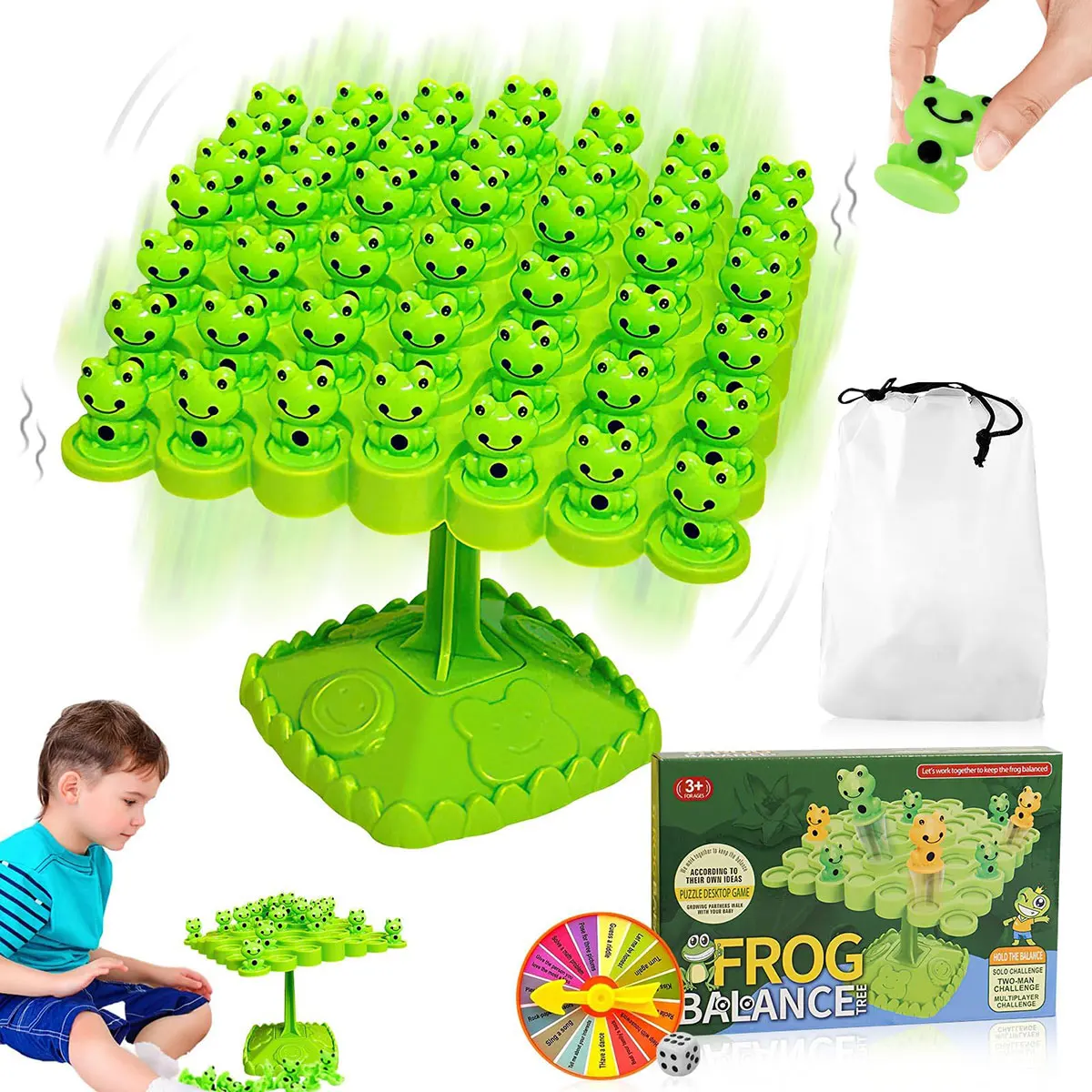 Permainan Keseimbangan untuk Anak-Anak, Permainan Menumpuk Kodok di Pohon Keseimbangan, Permainan Interaktif Orang Tua-Anak, Montessori Keluarga