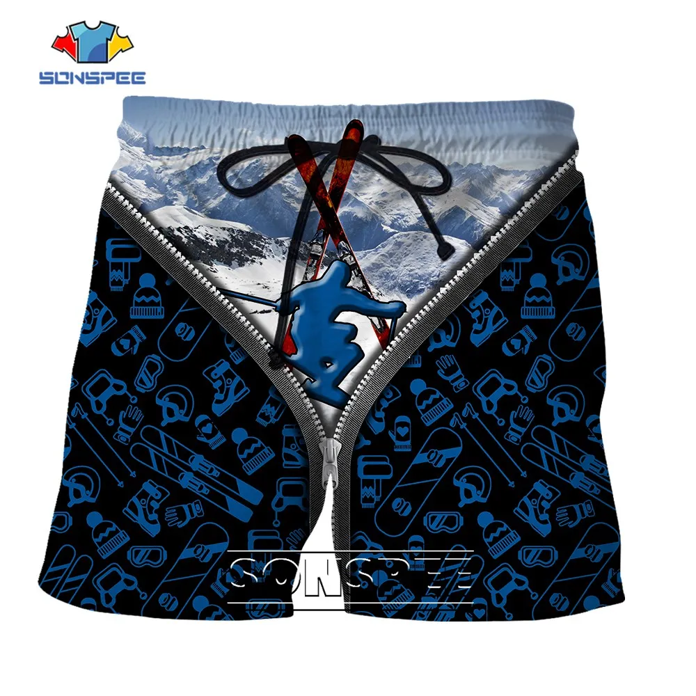 SONSPEE Maximal Exercise Skiing Shorts Men Women Snow Scenery Street Sportwear Ski Equipment Oversized 3D Print Of  Short Pants