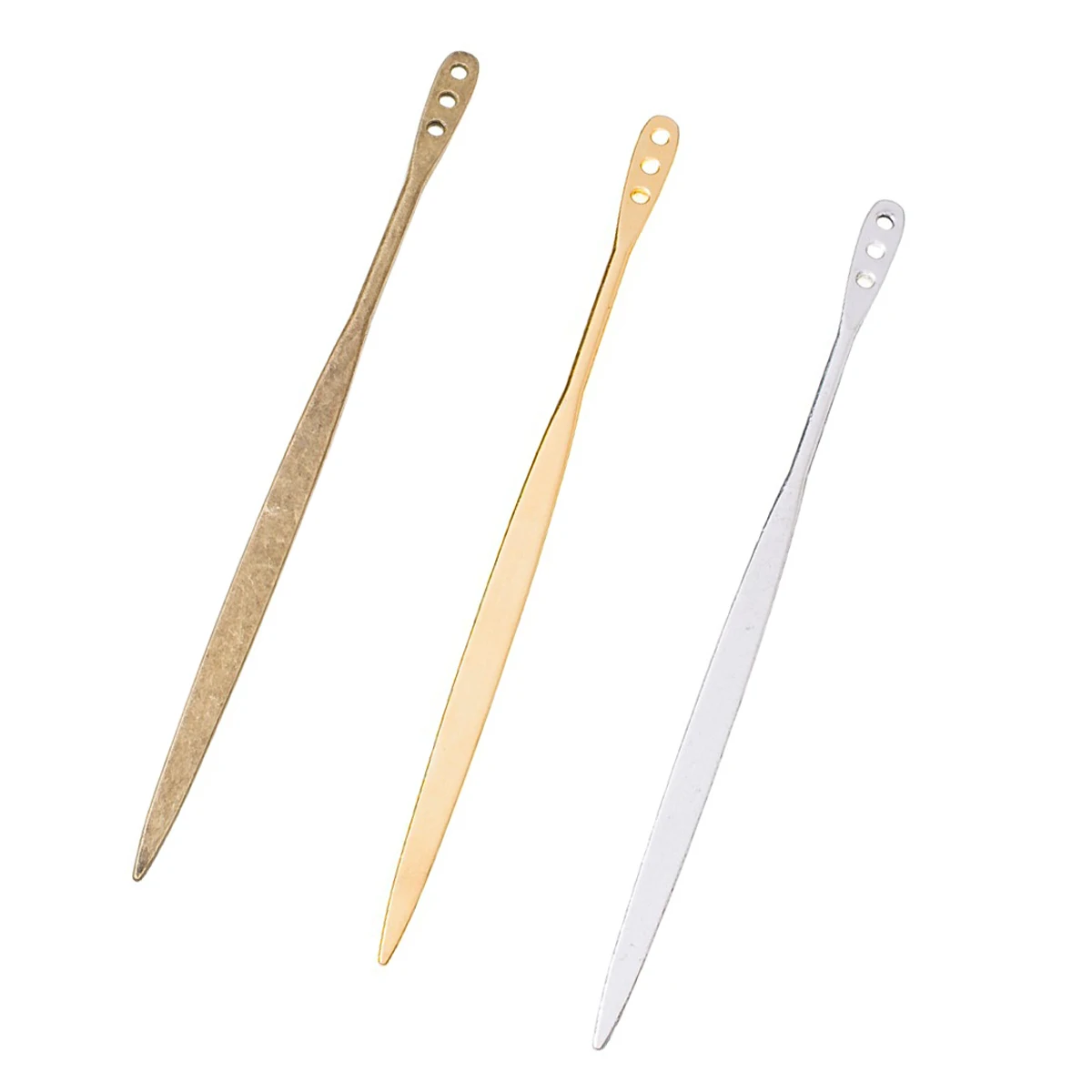

Bookmarks Pins 3 Holes Smooth Gold Silver Bronze Colors Jewelry DIY Wholesales 144.5x7x1.5mm