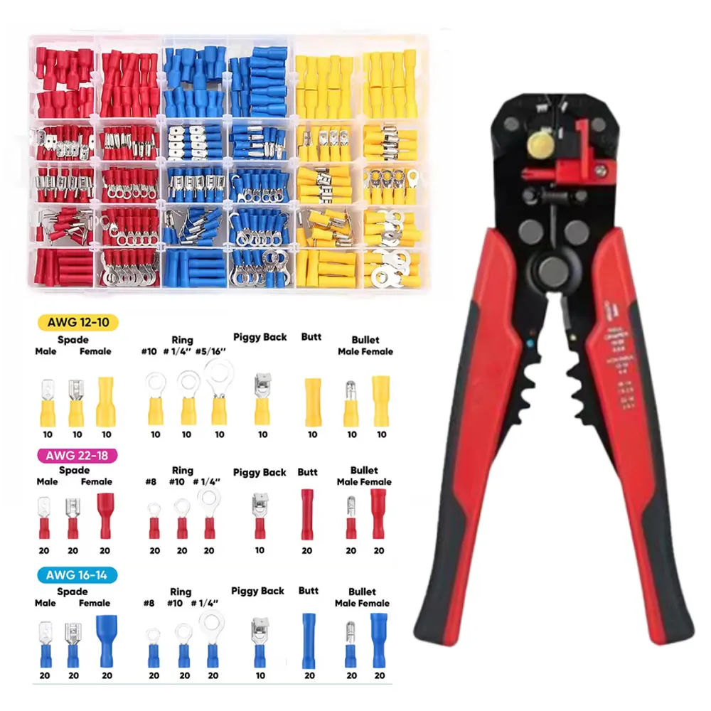 

280/480 Pieces Electrical Insulated Wire Connector Kit Screw Head Ring Butt Quick Disconnect Bullet Connector Crimp Terminal