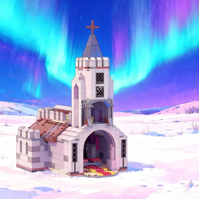 

664 детали MOC: Средневековая часовня-замок, конструктор, архитектурные игрушки, развивающий набор для творчества, идея для рождественского подарка, кирпичики