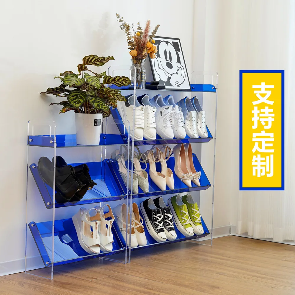 Acrylic province space home storage shoe rack inclined indoor good-looking multi-layer entry simple customization.