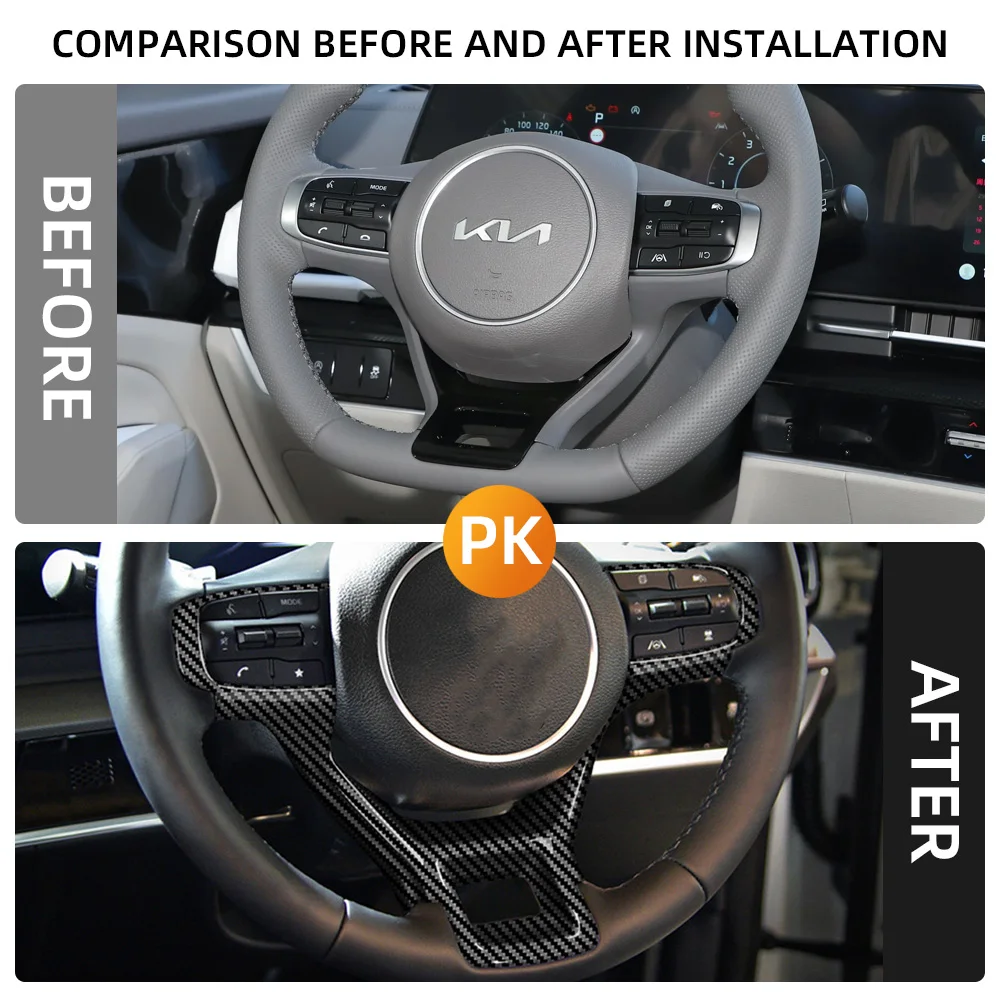 Carbon Fiber ABS Car Steering Wheel Frame Cover Sticker Trim Sequins for Kia Sportage NQ5 2022 2023 2024