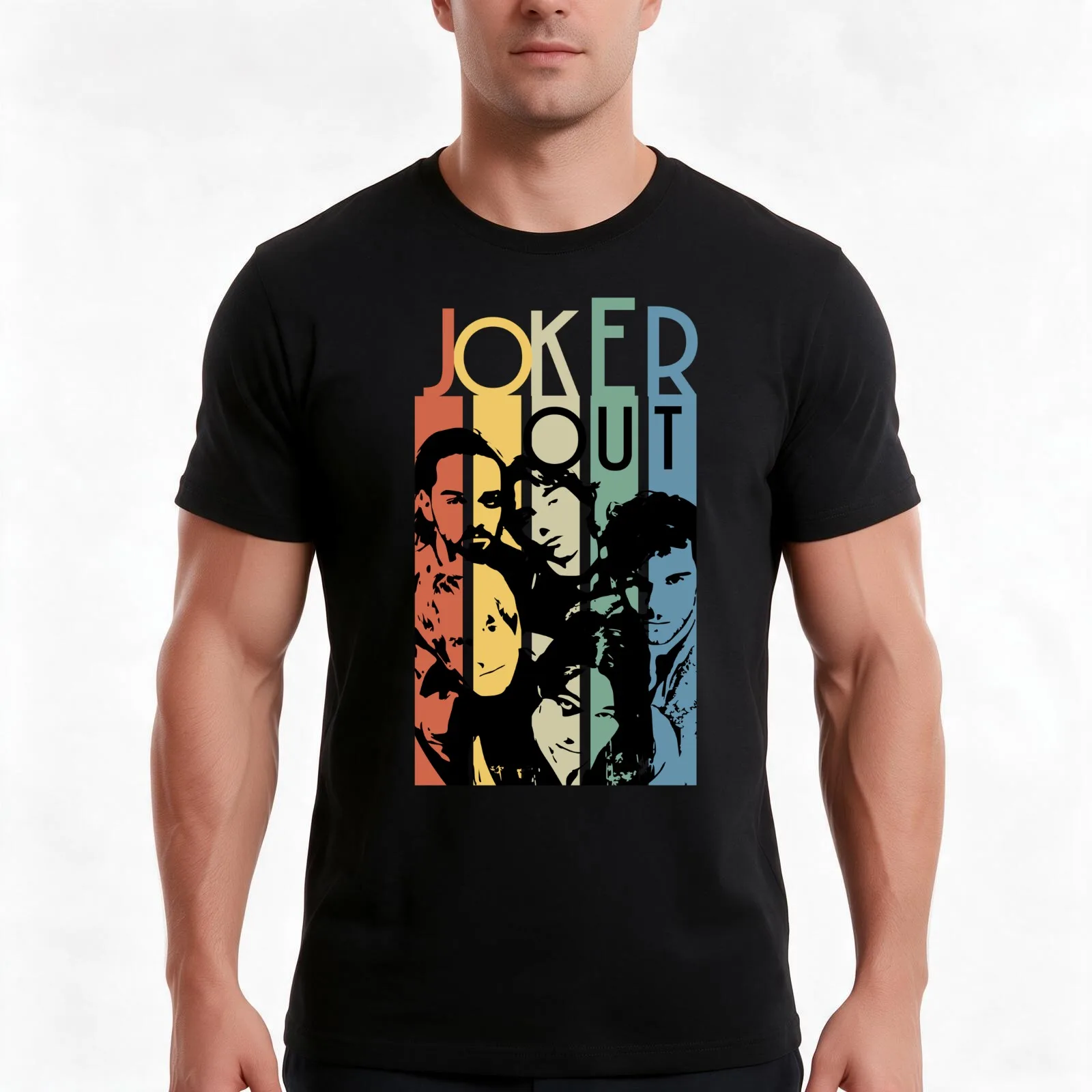 Joker Out Retro Stripes T-Shirt, Summer Casual Cotton Tee, Oversized Streetwear Tops, Vintage Graphic Print, Unisex Men Women