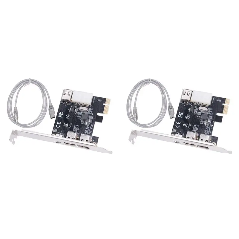 2X PCI-E 1X 1394 4 Port DV HD Video Capture Card Firewire Card 800/400/200/100Mbps Supports Hot-Swapping For Desktop