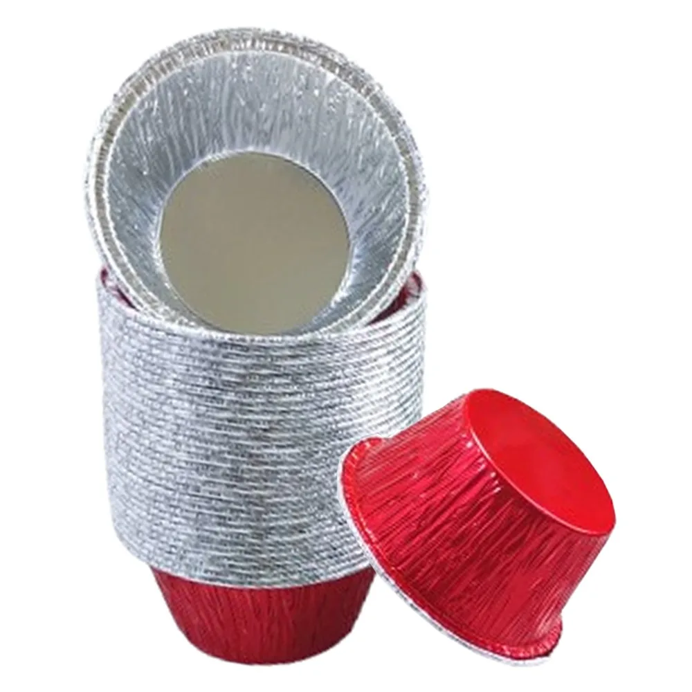 

50Pcs Disposable Aluminum Tin Foil Baking Pans Food Grade Non-stick Baking Cup Tray Oil-Proof Fast Heating Tinfoil Tray Cakes