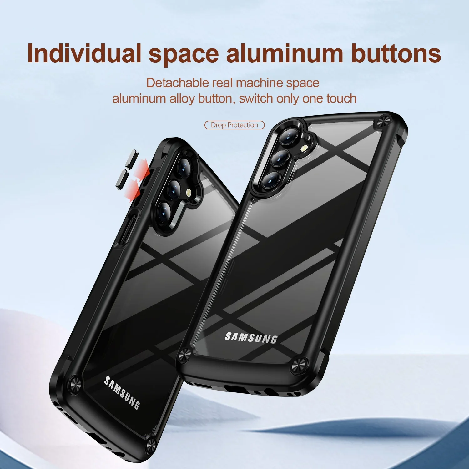 Metal Button Armor Shockproof Phone Case For Samsung Galaxy A15 A35 A55 A05S A05 A14 A24 A54 A52 5G TPU Frame Plastic Back Cover