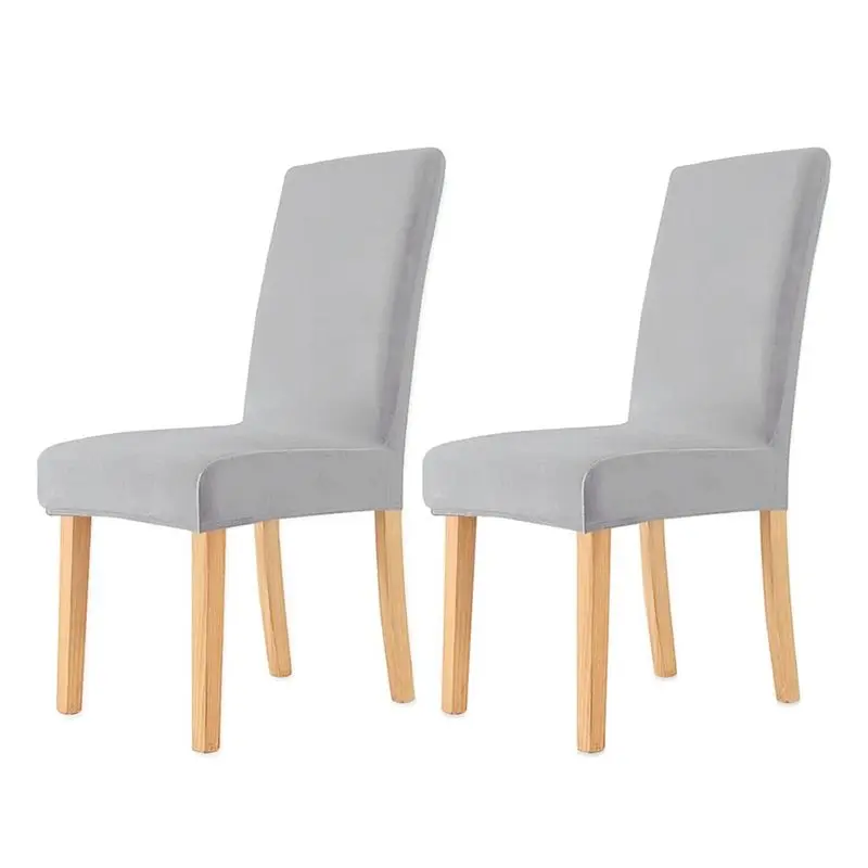 

SYW-2Pcs Velvet Dining Chair Covers Chair Slipcovers With Elastic For Dining Chairs, For Kitchen Light Grey