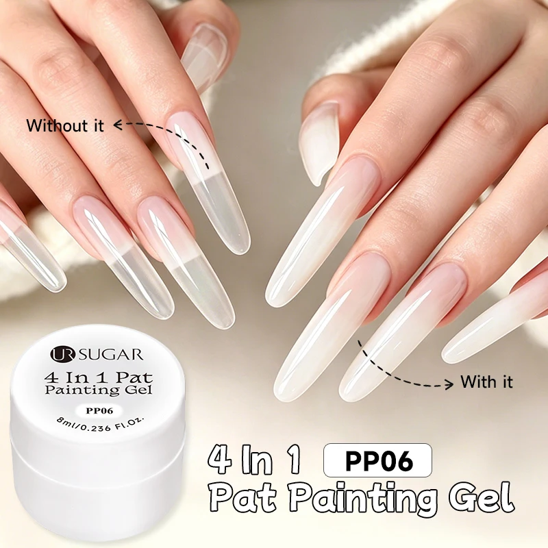 UR SUGAR 1 Box 8ml Weißes Pat Painting Gel Nagellack 4-in-1 für Farbverlauf, Kantenlinien und Nagelstempelmuster