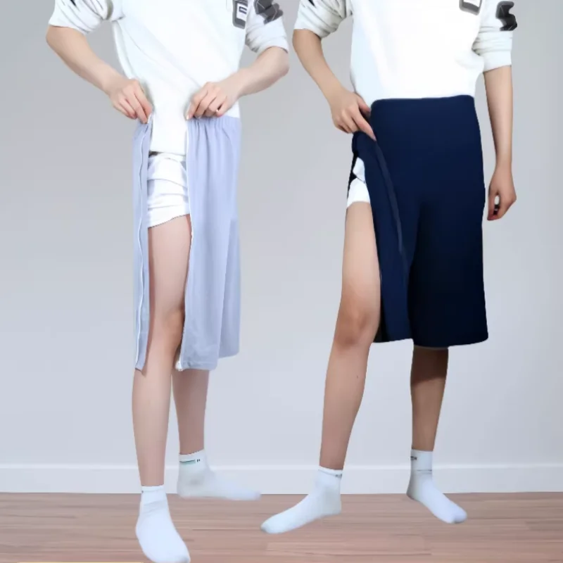 

Cotton Adult Plus Size Casual Sleeping Shorts ABDL Both Sides Opening Elderly Care Pants Couples Soft Breathable Home Shorts