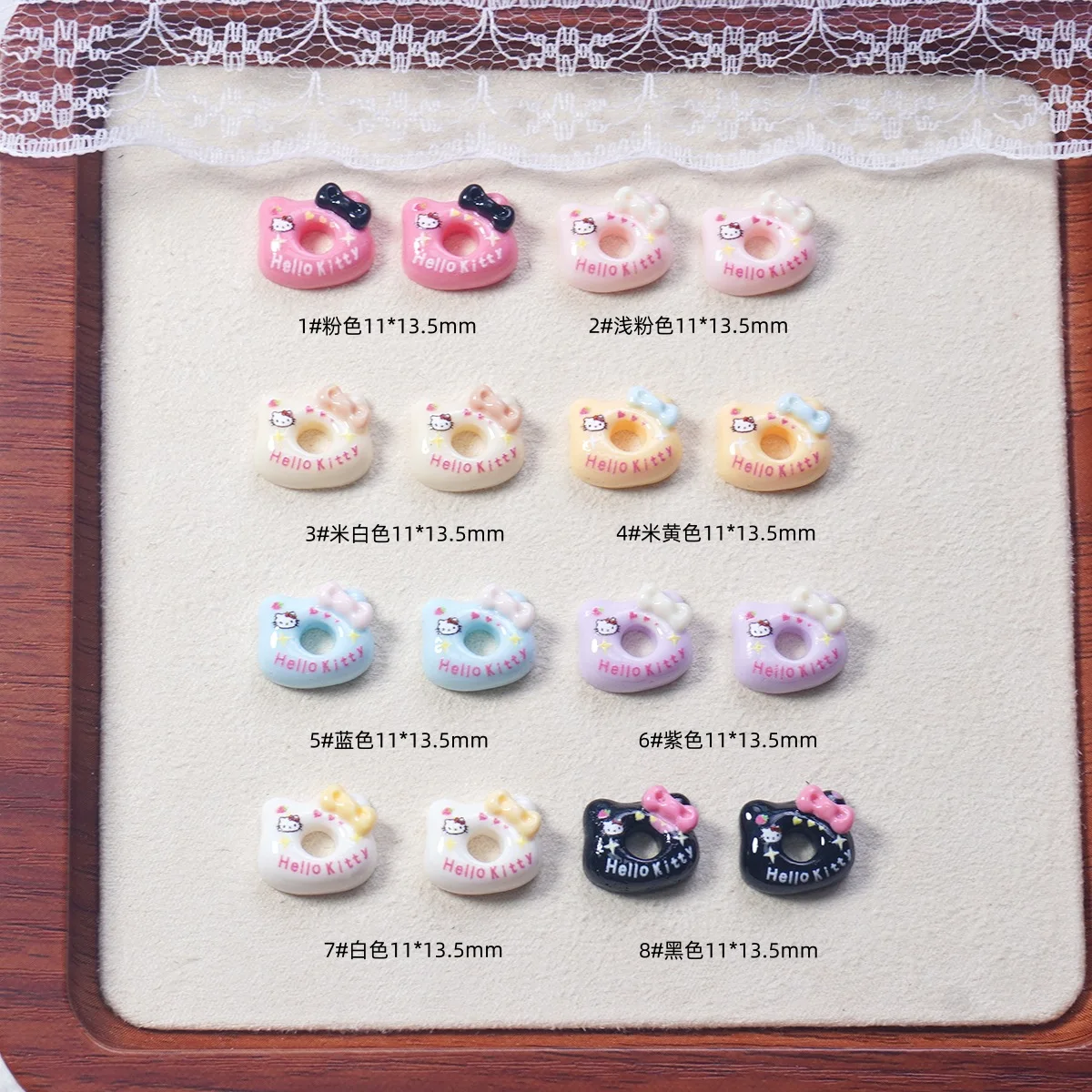 

50Pcs KT Kitty Donut Nail Charms - Cute Resin Rhinestone Nail Art, Sweet Press-On Nail Decor for DIY Kawaii Manicures