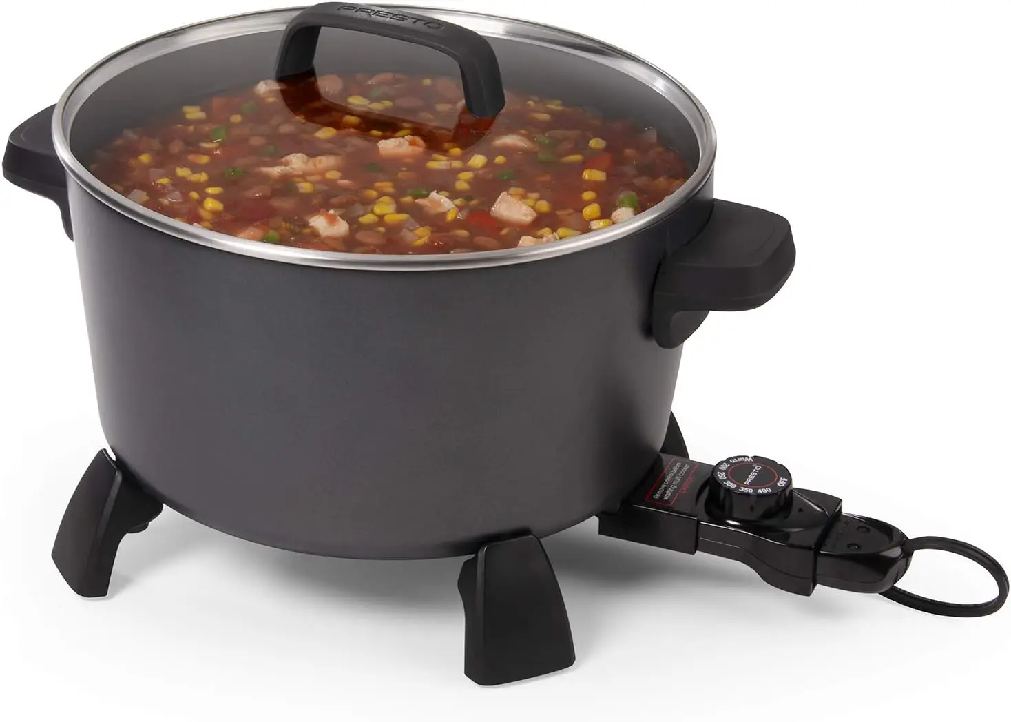 Chaleira de cozinha de 10 quartos XL multifogão, vaporizador, fritadeira preta