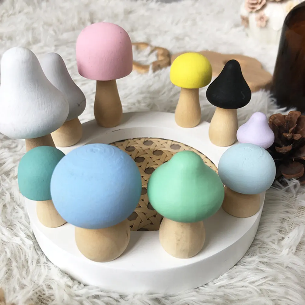 

Wooden Mushroom Crafts DIY Set Blank Unfinished Mushroom Ornament Kids Painting Creative Handcraft DIY Mushrooms Crafts