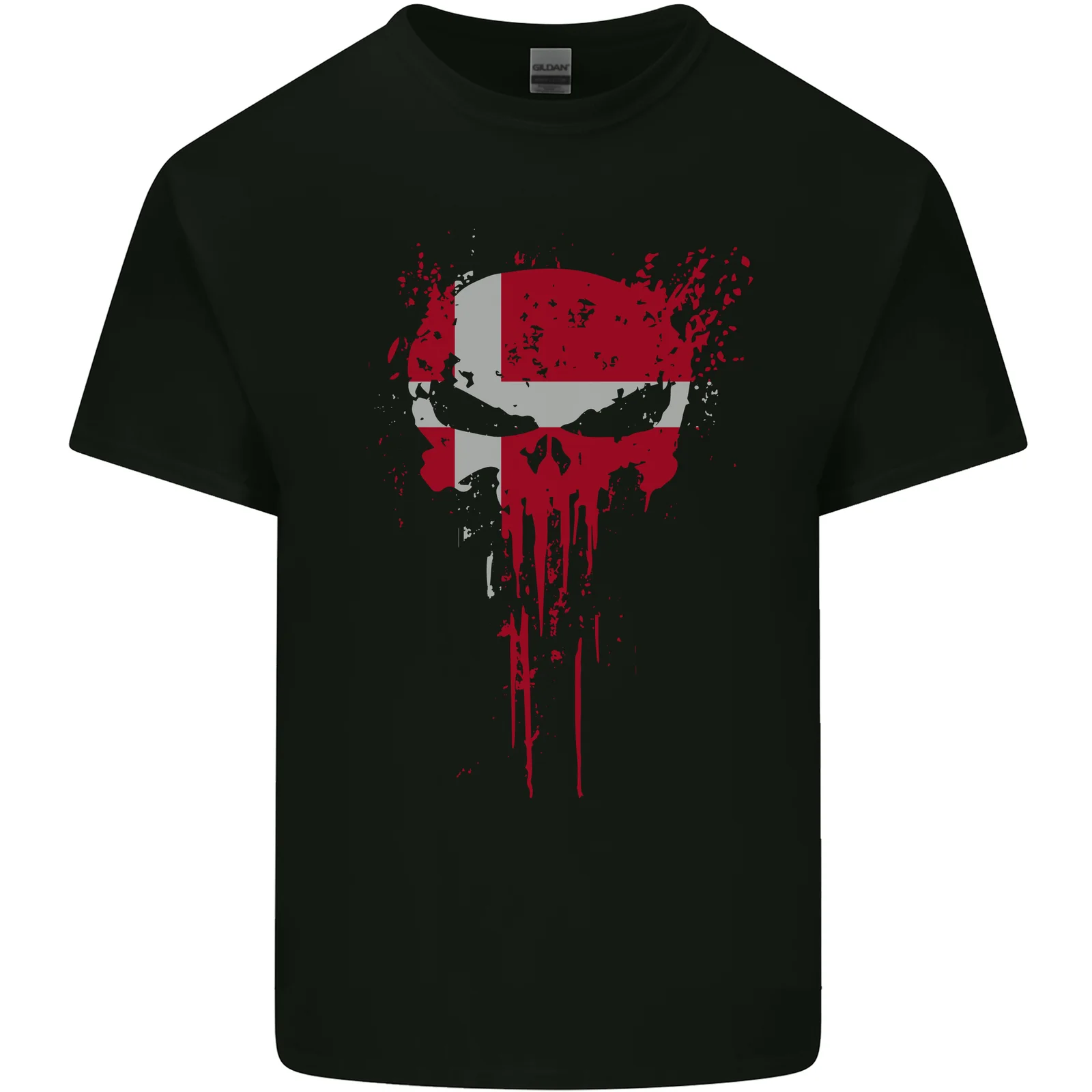 Denmark Skull Gym Training Bodybuilding Mens Cotton T-Shirt Tee Top