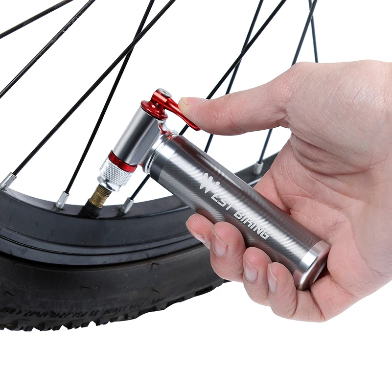 WEST BIKING Portable Bicycle CO2 Pump Aluminum Alloy Ultralight Tire Inflator Cycling Schrader & Presta Mini Bike CO2 Injector