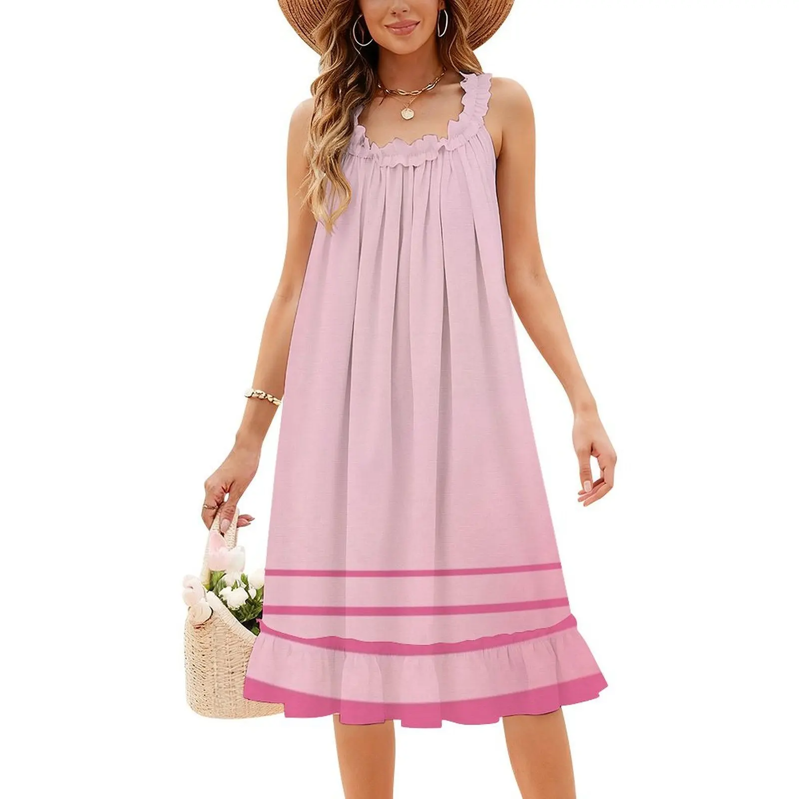 فستان وردي نسائي أنيق للحفلات فستان على شكل حرف A مع خيارات قصيرة/طويلة/بدون أكمام ملابس نسائية ليلو #4