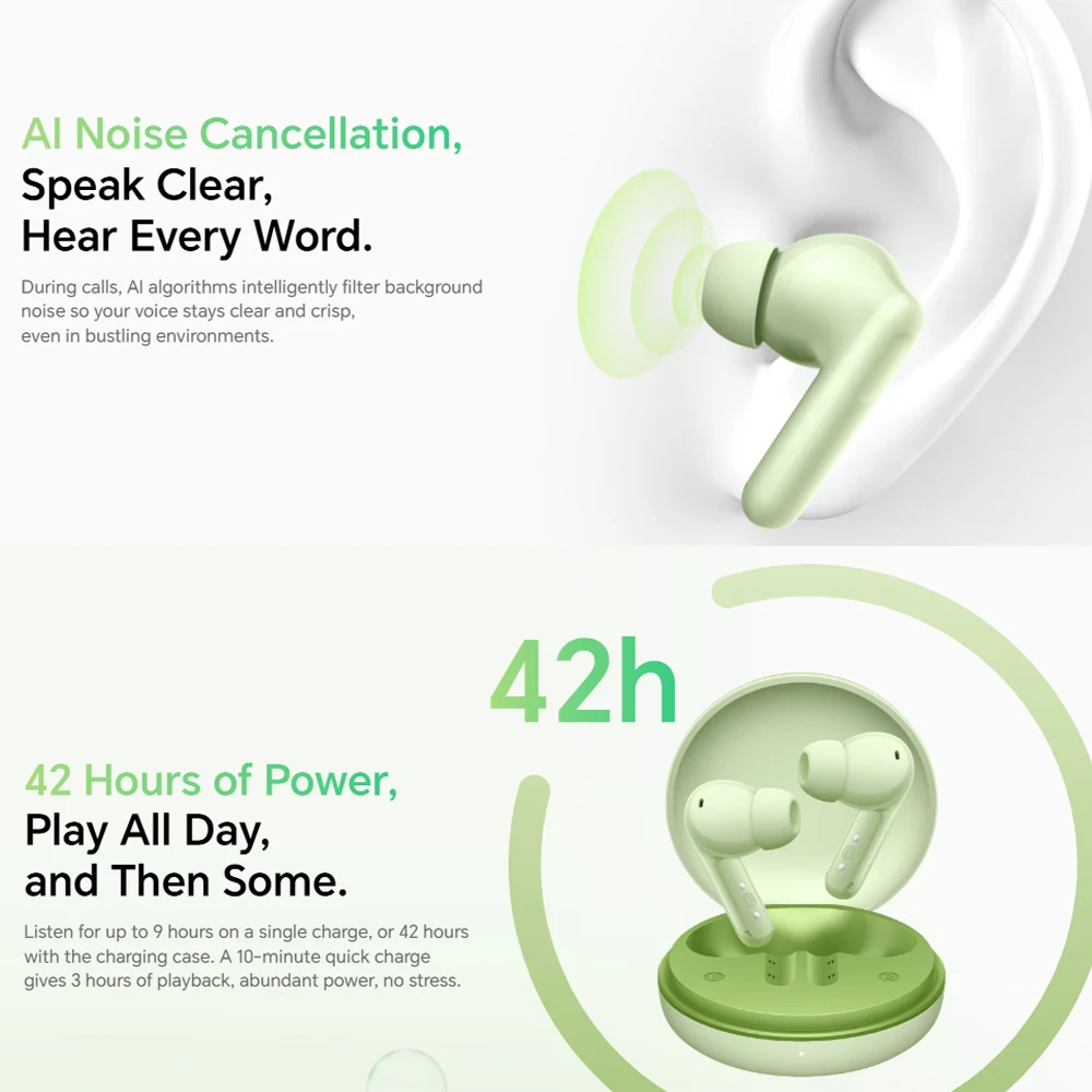 HONOR Earbuds A Pro, Controlador Grande de 12.4 mm, Cancelación Activa de Ruido de 49 dB, 42 Horas de Duración de la Batería, Bluetooth 5.3, IP54 5