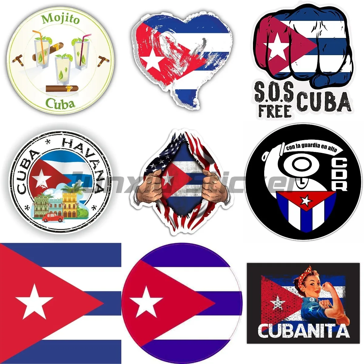 

Cuba Heart Cuban National Flag Map National Badge Cubana Vinyl Sticker Helmet Car Laptop Water Bottle Phone Waterproof Decal