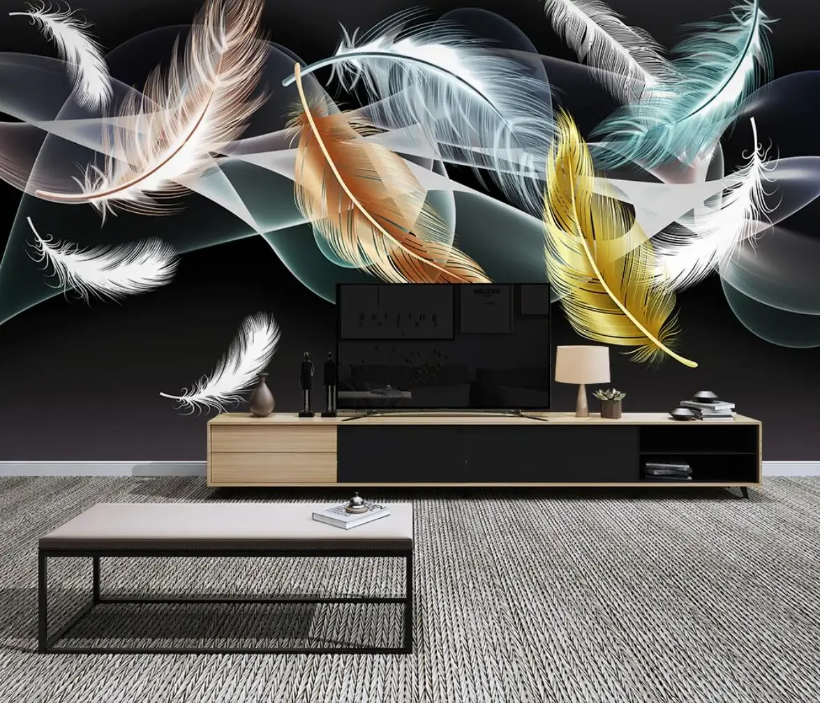 custom papel de parede 3D TV background photo mural wall paper decoration modern Feather wallpaper art mural art wall covering
