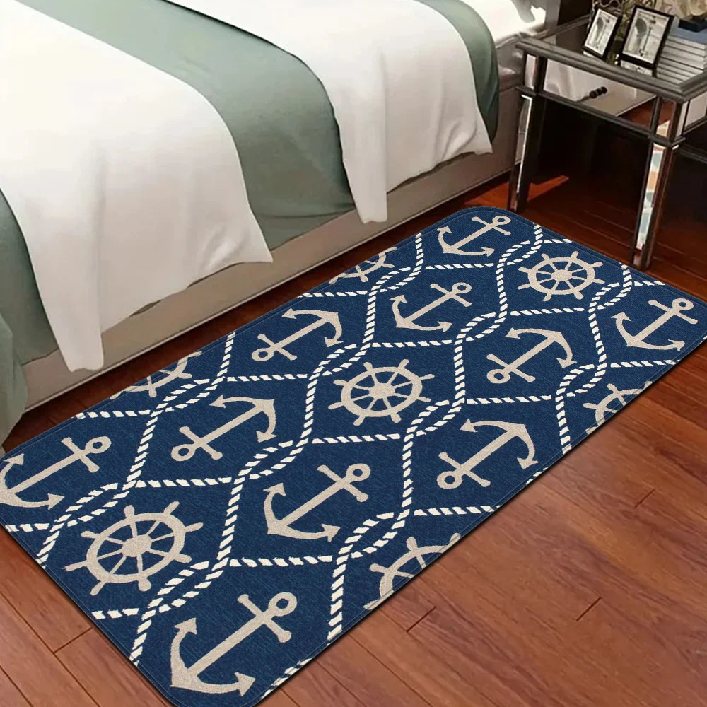 Nautical Anchor Floor Mat Bathroom Mat Kids Room Bedroom Decoration Balcony Anti-Slip Doormat Living Room Welcome Rug