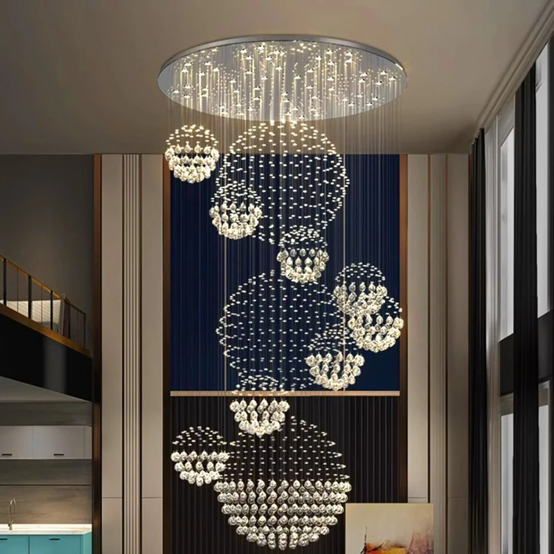 Imagem -03 - Modern Crystal Chandelier For Home Decoration Stair Pendant Lamp Living Room Pendant Lights Iluminação Interior