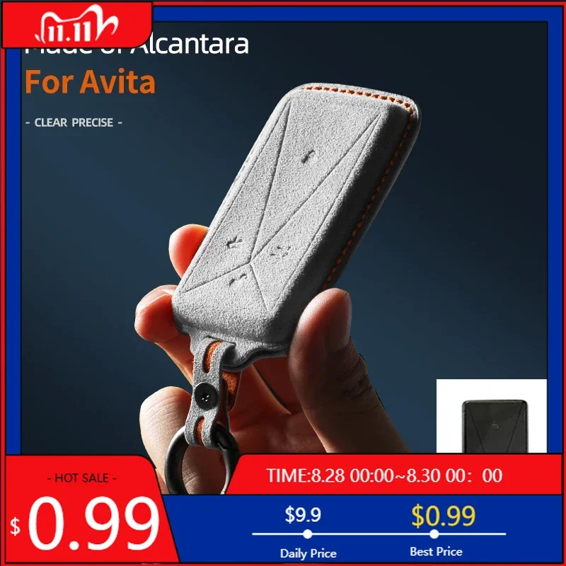 

Interior Stickers Alcantara Suede Car Remote Smart Key Case Cover Shell For Avatr Avita 11 12 Protector Keyless Keychain Accesso