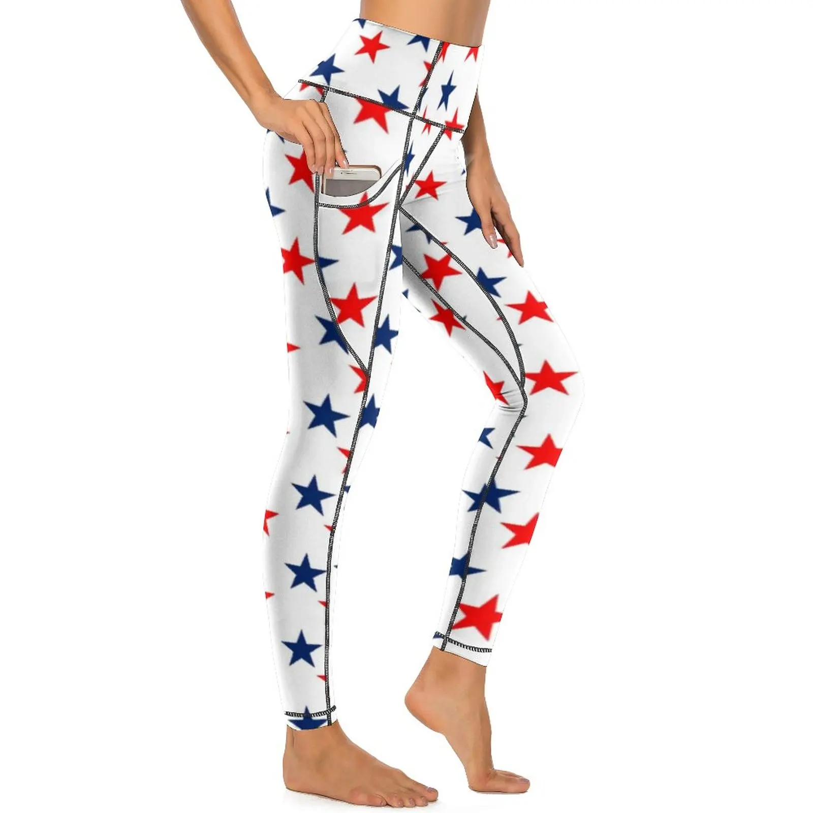 Cool American USA Flag Leggings Sexy Blue Red Stars Print Gym Yoga Pants Push Up Stretch Sport Legging Lady Sweet Custom Leggins